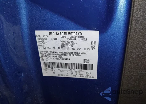 2010 Ford F-150 Fx2 Sport/Stx/Xl/Xlt из США, поврежденный, VIN 1FTEX1C85AKB70465